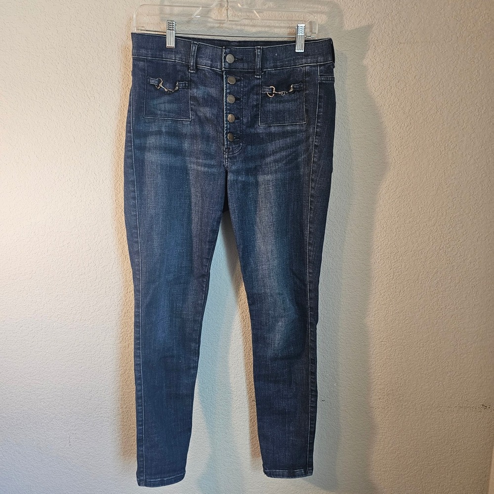 Express 10 regular jeans button‎ fly buckle pocket detail blue